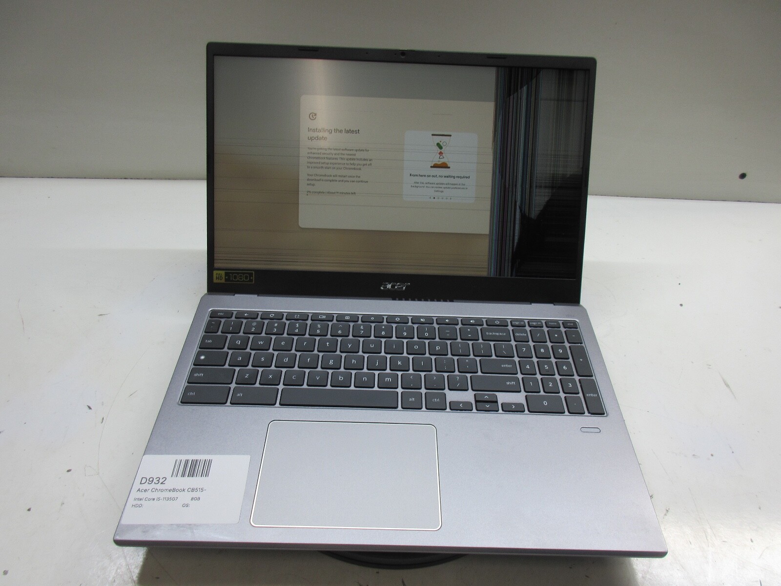 Acer 515 15.6″ Chromebook Intel Core i5-1135G7 2.4GHz 8GB NO HDD