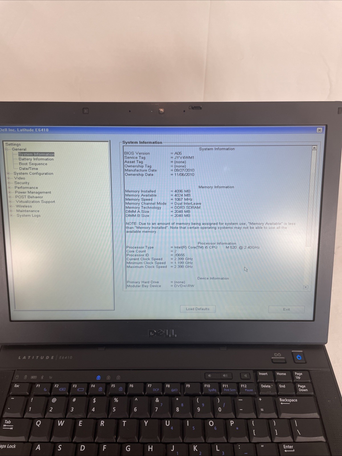 Dell Latitude E6410 | Intel i5 M 520 2.40GHz | 4GB RAM | Bad Battery