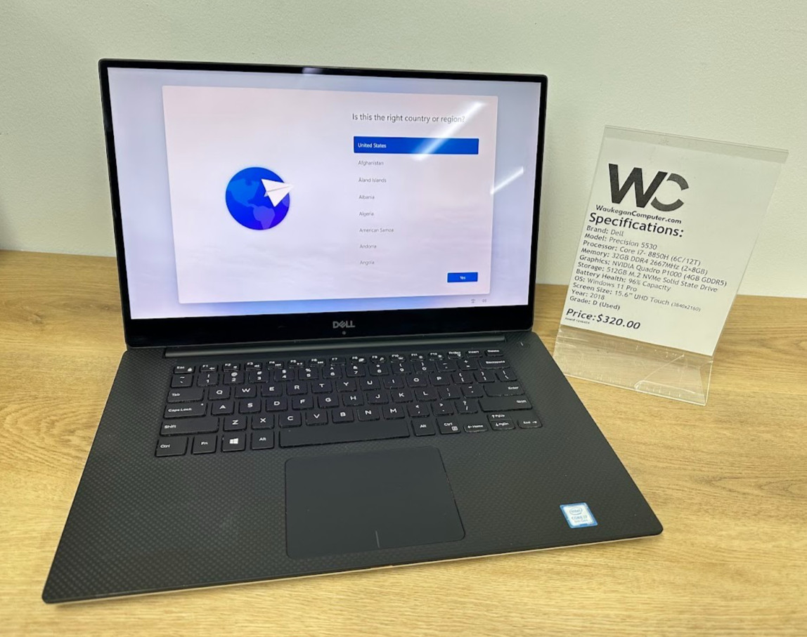Dell Precision 5530 Core i7- 8850H, 32GB, NVIDIA Quadro P1000, 512GB SSD1, 2018