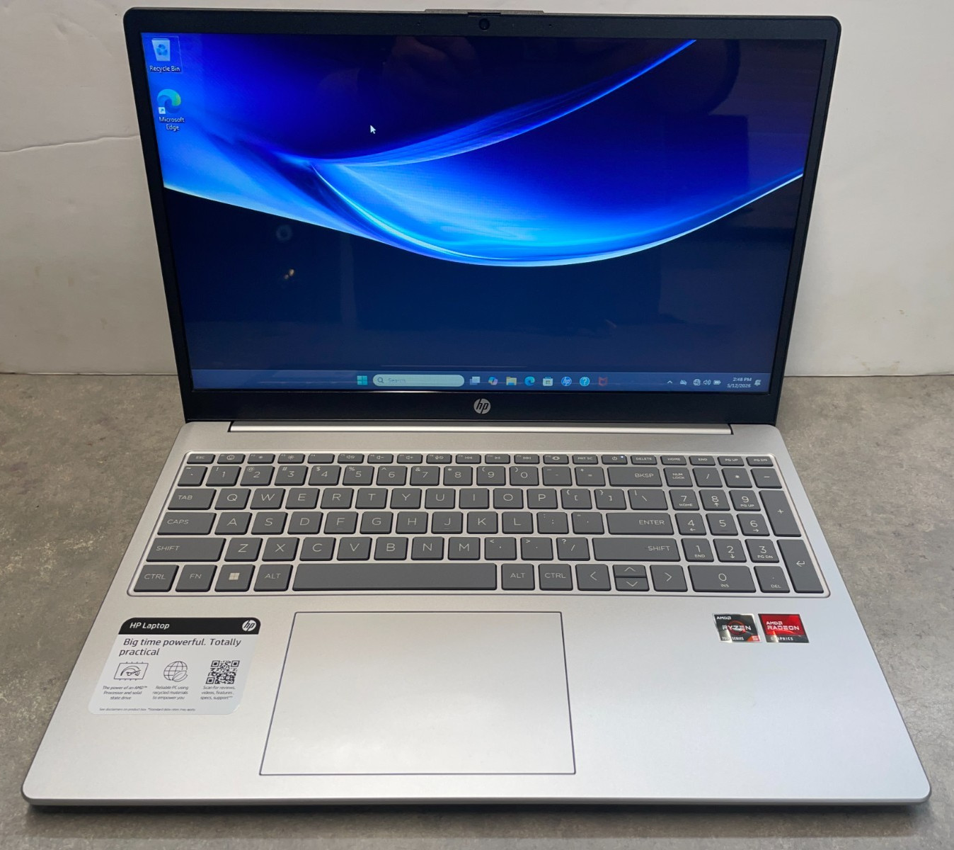 HP 15-fc0025dx 15.6″ Laptop – AMD Ryzen 5 7520U 2.8 GHz, 8GB RAM, 512GB SSD
