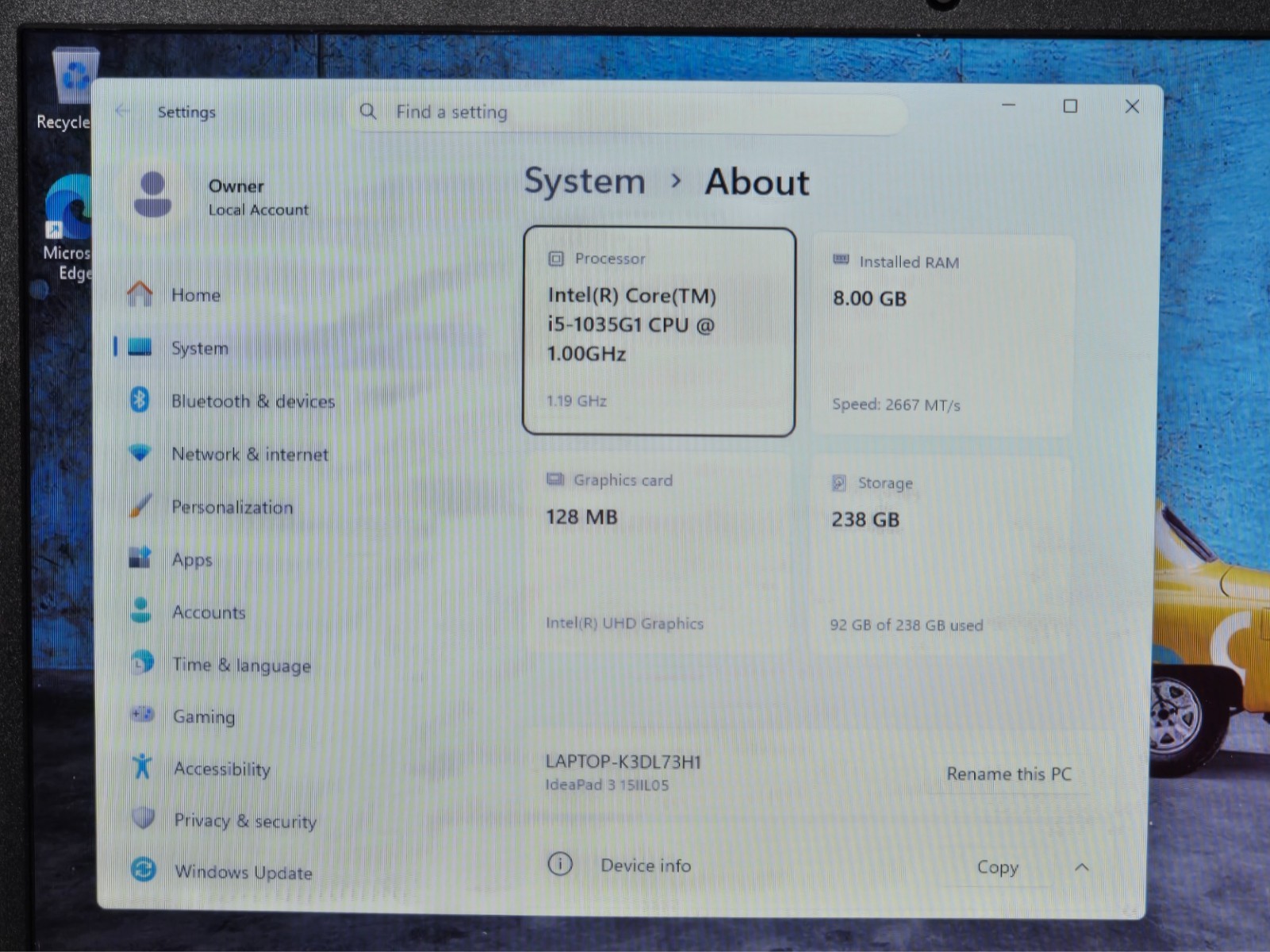 lenovo ideapad 3 15iil05 laptop