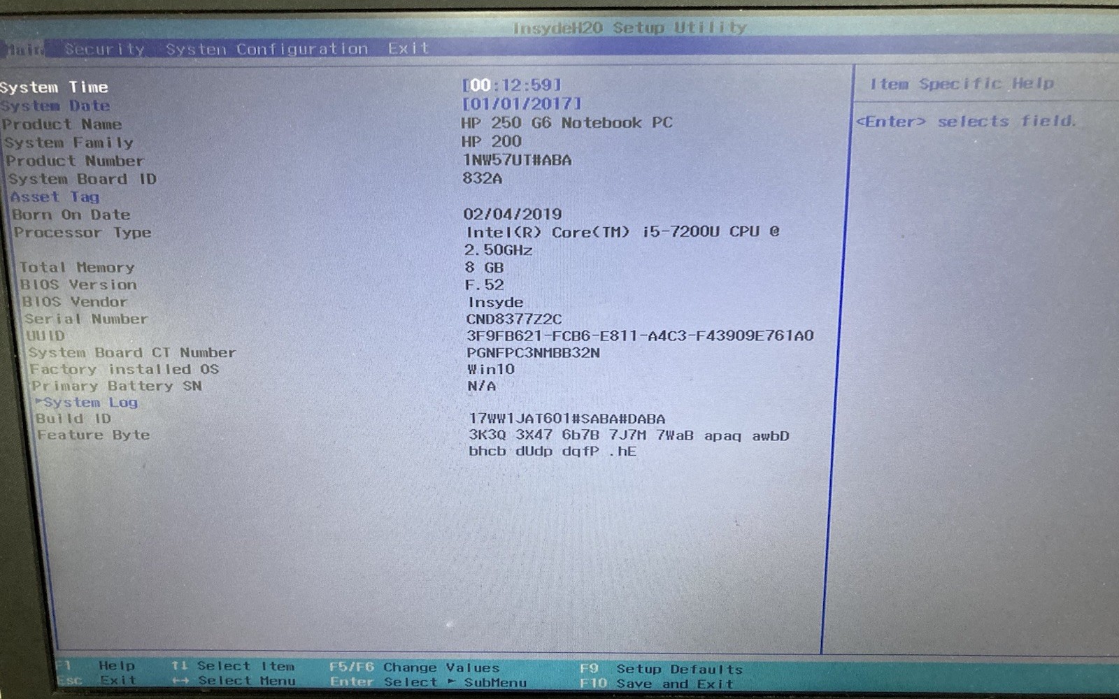 HP NoteBook 250 G6 i5-7200U 2.5GHz | 8GB DDR4 | NO OS/SSD – Boots to Bios