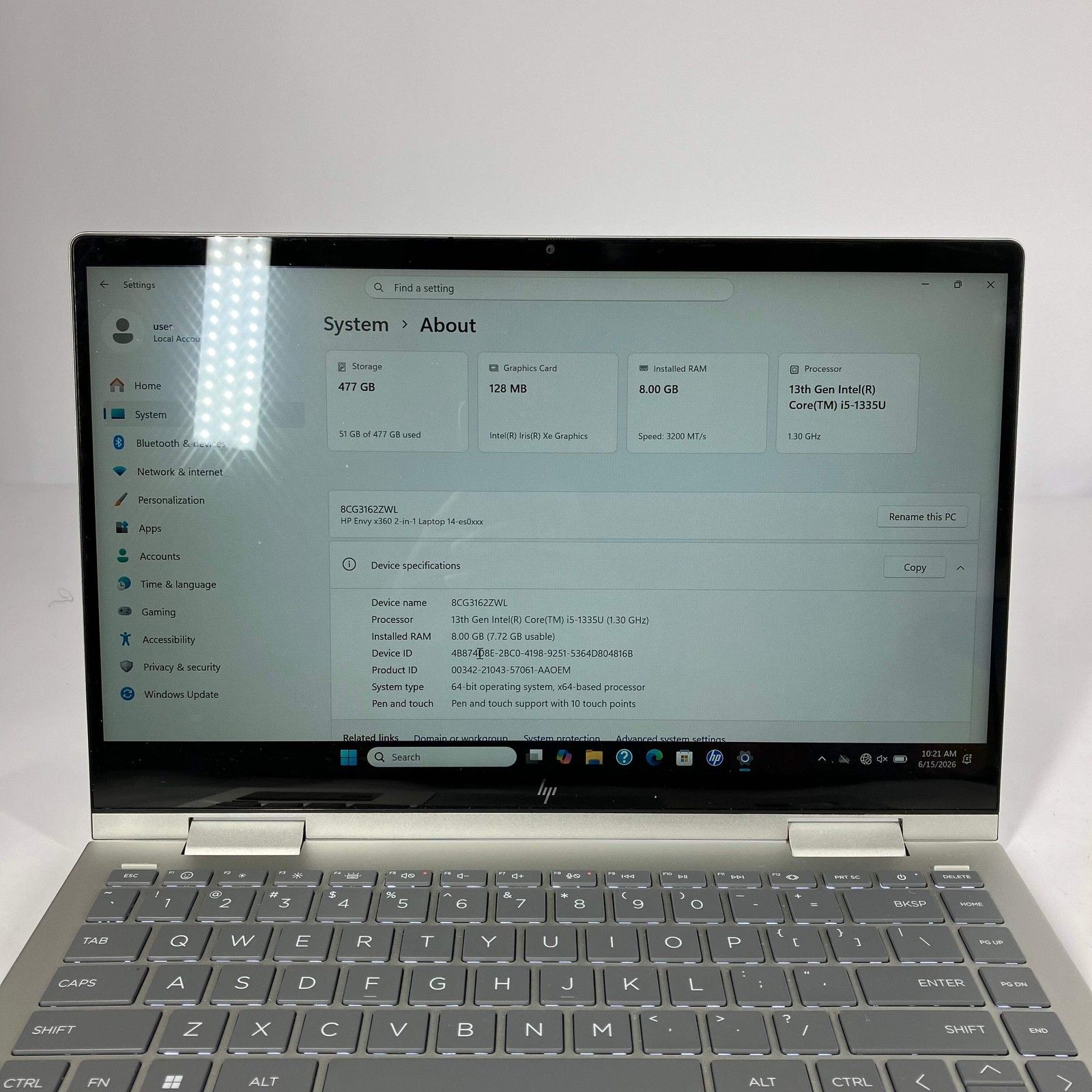 HP Envy 14-es0013dx 14″ i5-1335U 1.3GHz 8GB RAM 256GB SSD