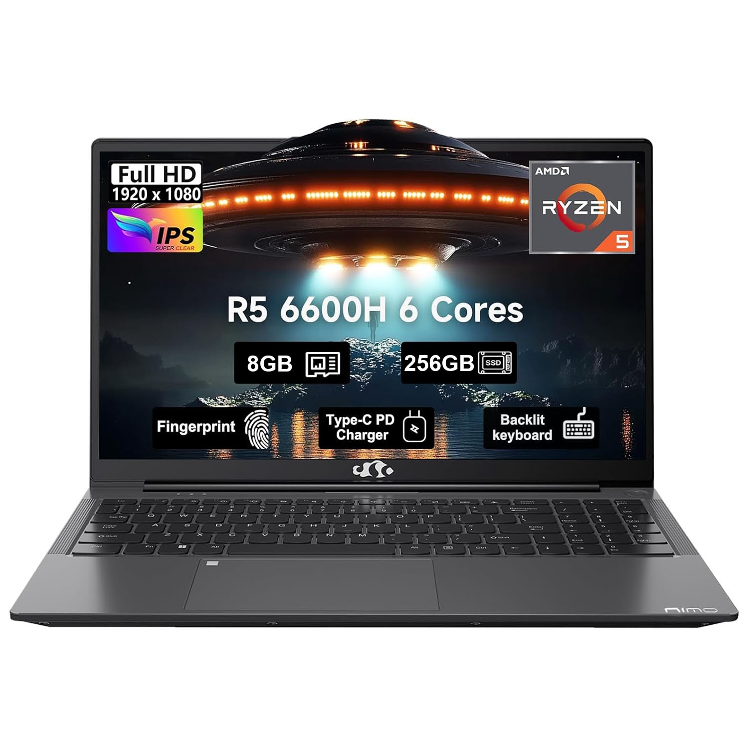 Nimo 15.6″ Laptop 6 Cores AMD Ryzen 5 6600H 660M 6nm GPU 8GB DDR5 256GB SSD
