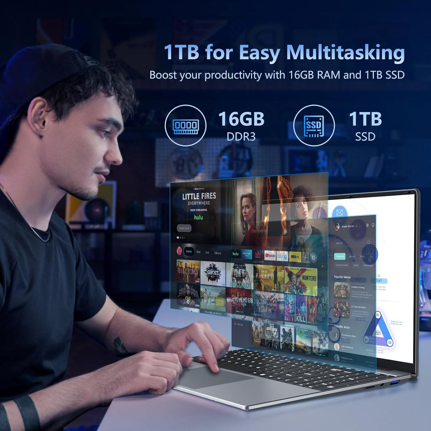 Laptop, 15.6 Inch Laptop Computer Core I5-7Y54(Up to 3.20 Ghz), Win 11 Pro Lap T