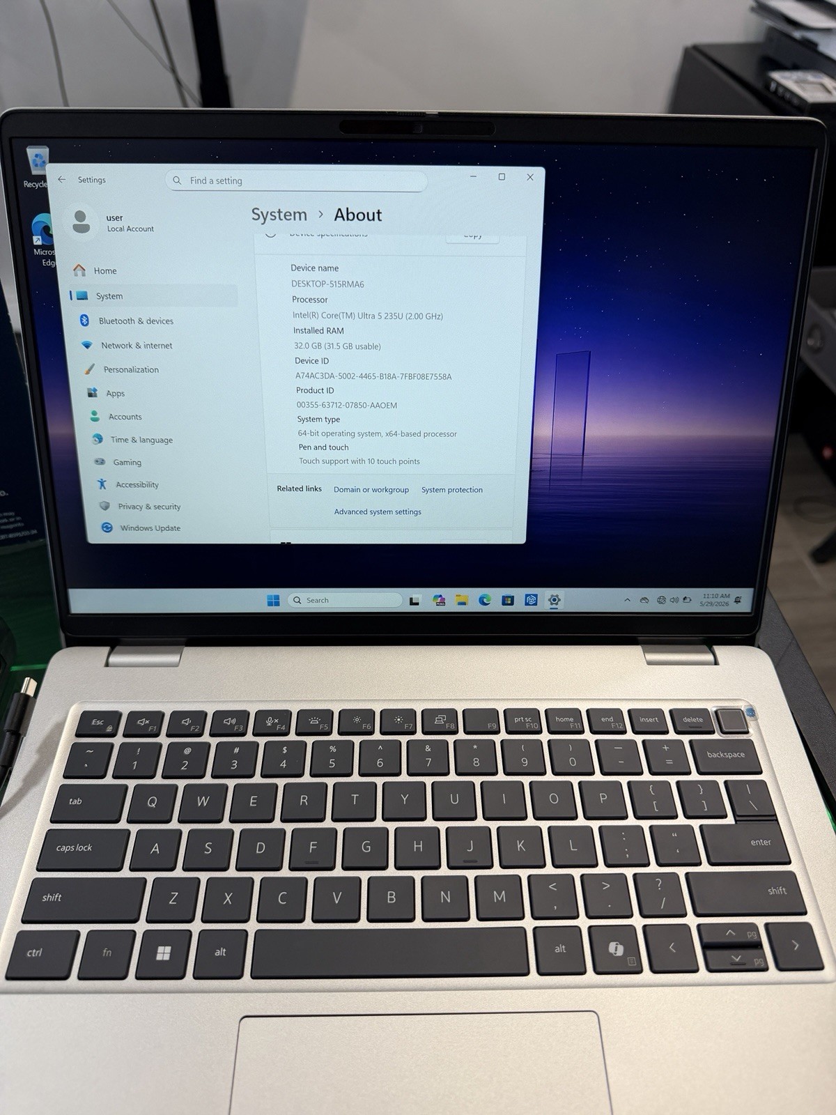 Dell Laptop Pro 14 PC14250 14″ Intel Core Ultra 5 235U 1Tb SSD 32gb Ram Touch