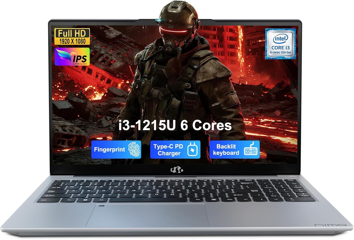 NIMO 15.6″ IPS FHD Student Laptop Intel i3-1215U Up to 4.4 GHz 8GB RAM 128GB SSD