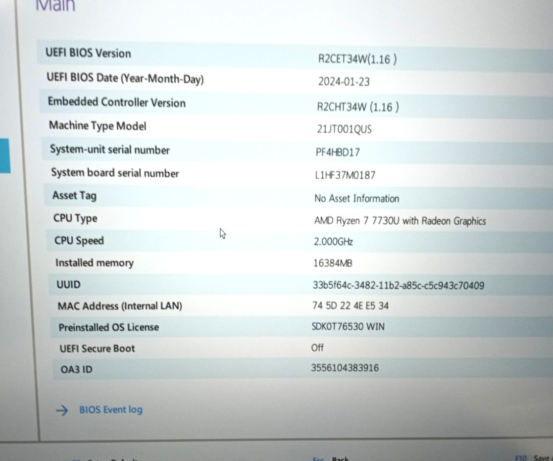 Lenovo ThinkPad E16 Gen 1 AMD Ryzen 7 7730u@2.20 16GB/256GB NVMe Win11P MC680*!