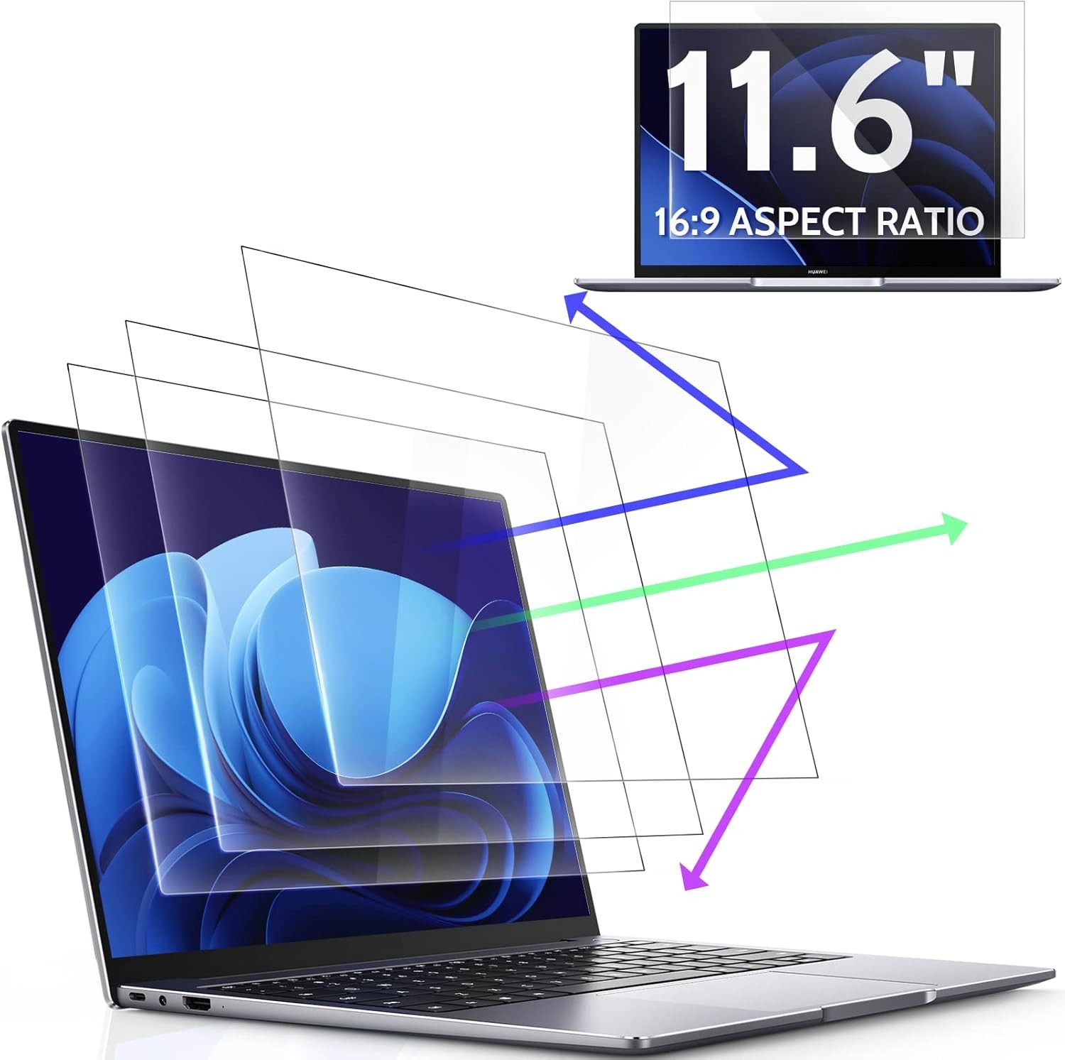 3 Pcs 11.6 Inch Anti Blue Light Screen Protector Compatible With Lenovo Hp Dell