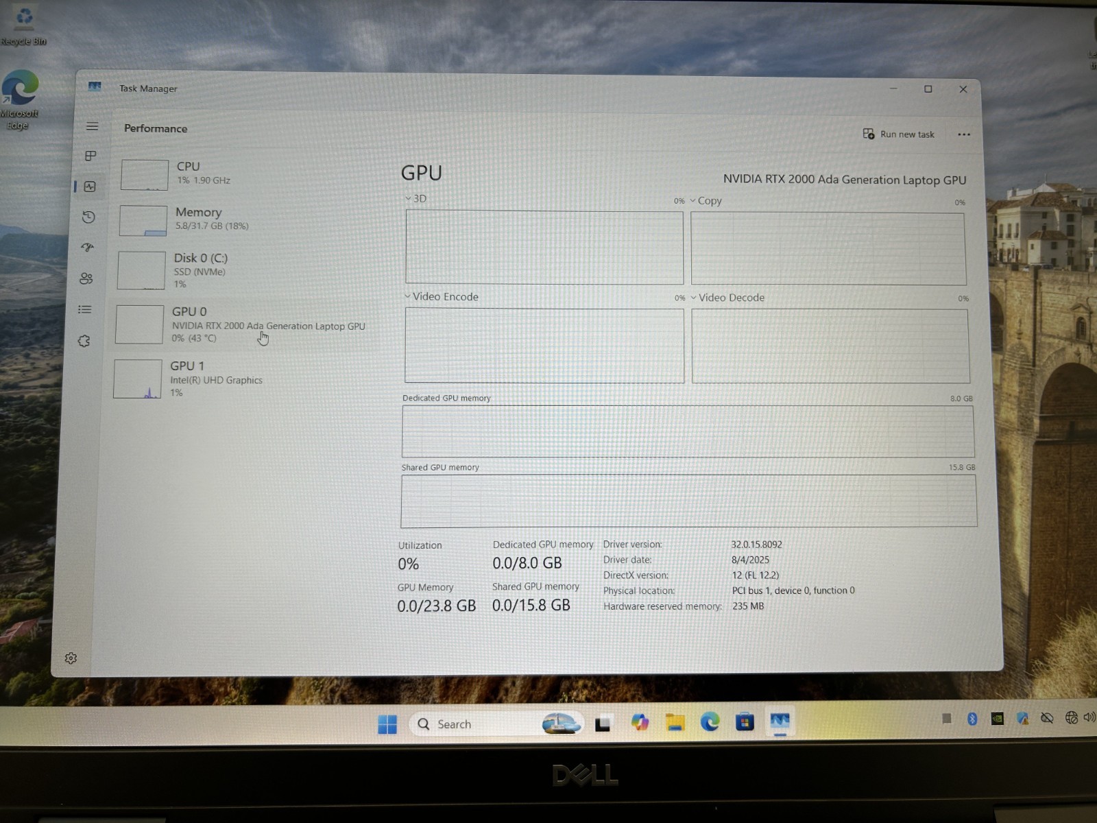 Laptop Dell Precision 7680 16″ Core i7-13850HX 32GB RAM 1TB SSD RTX 2000 Win 11