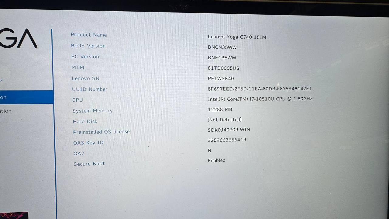 LENOVO YOGA C740-15IML | INTEL CORE I7-10510U 1.80GHZ | 1TB | 12GB win 11pro