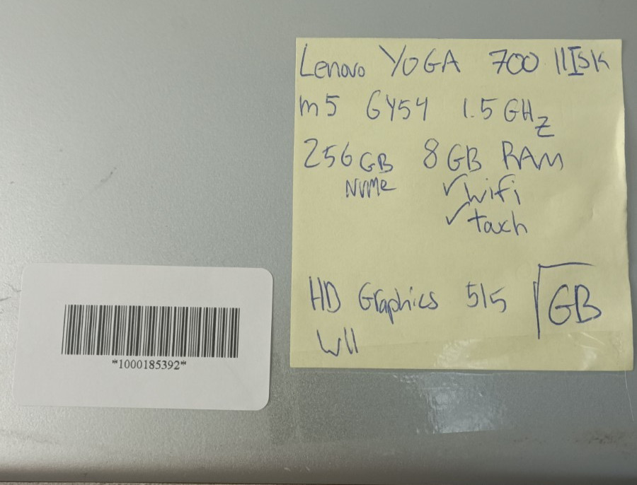 Lenovo Yoga 700-11ISK Intel M5-6Y54 1.5GHz 8GB Ram 256GB NVME Win 11 Wifi/Touch