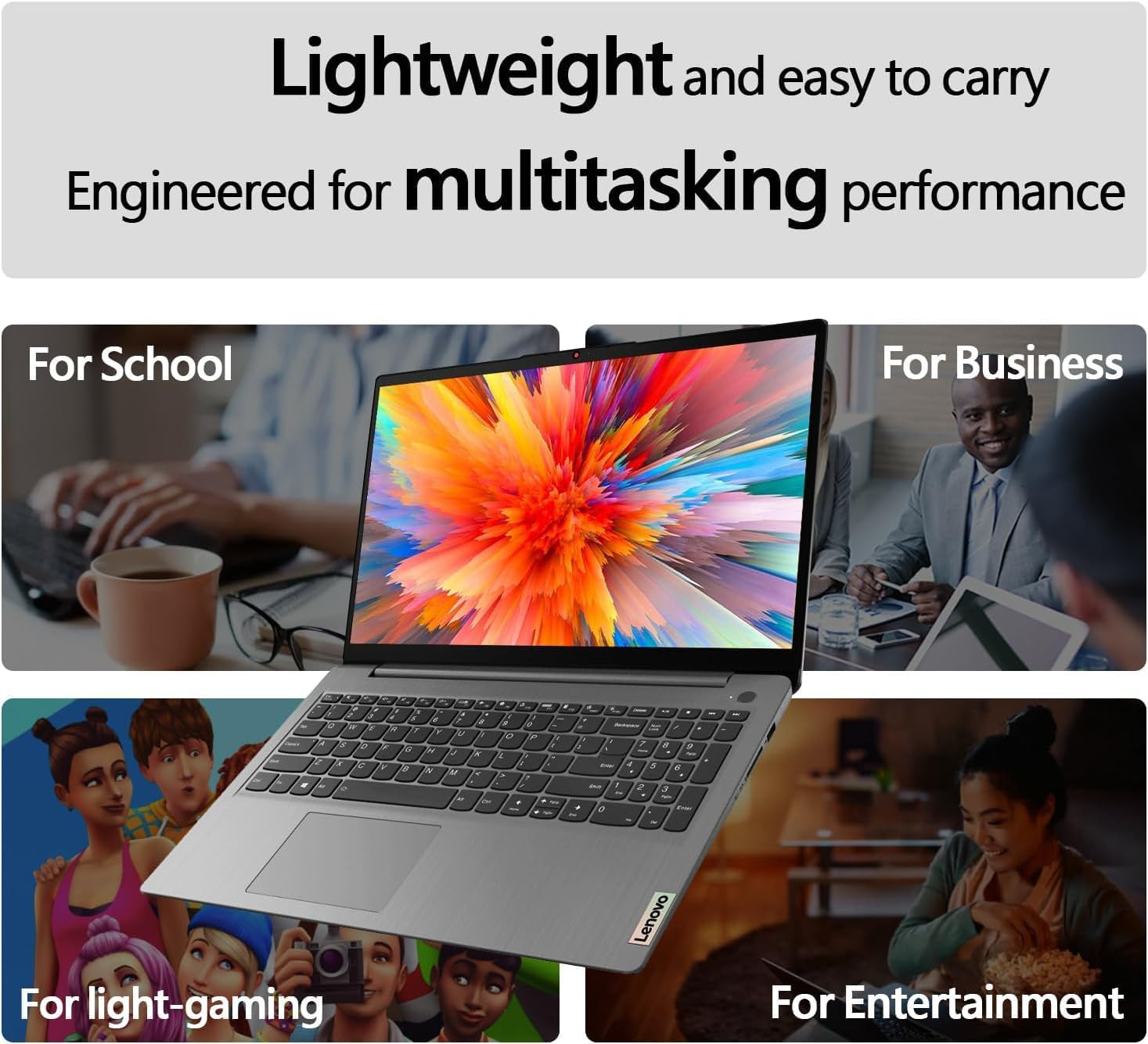 Ideapad 1 Student Laptop, 15.6″ FHD Display, Intel Dual Core Processor, 12GB RAM