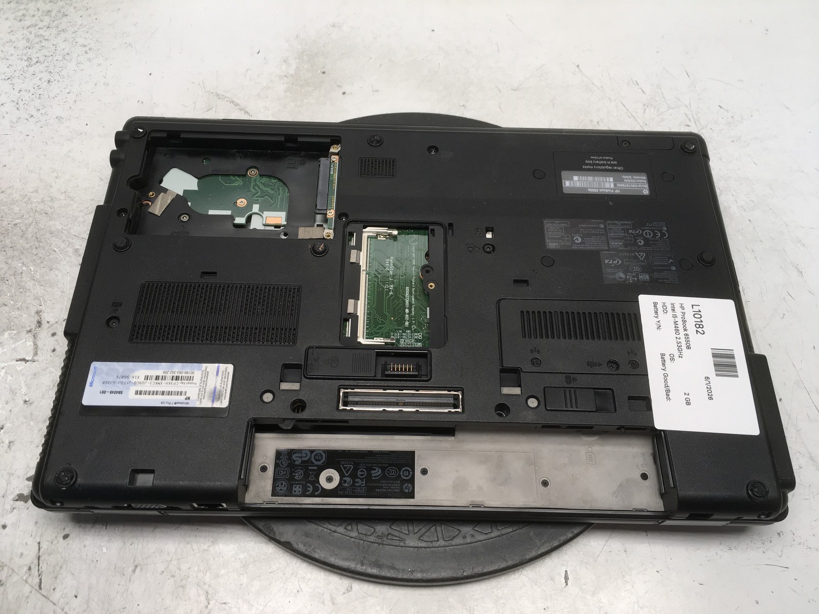 HP ProBook 6550B Intel i5-M460 2.53GHz 2 GB NO HDD No Batt