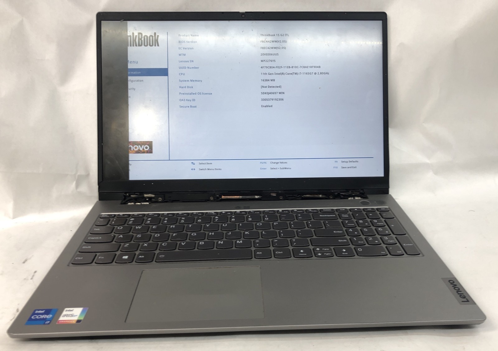 Lenovo Thinkbook 15 G2, Intel Core i7-1165G7 @ 2.8GHz, 16GB RAM, NO SSD/OS *READ