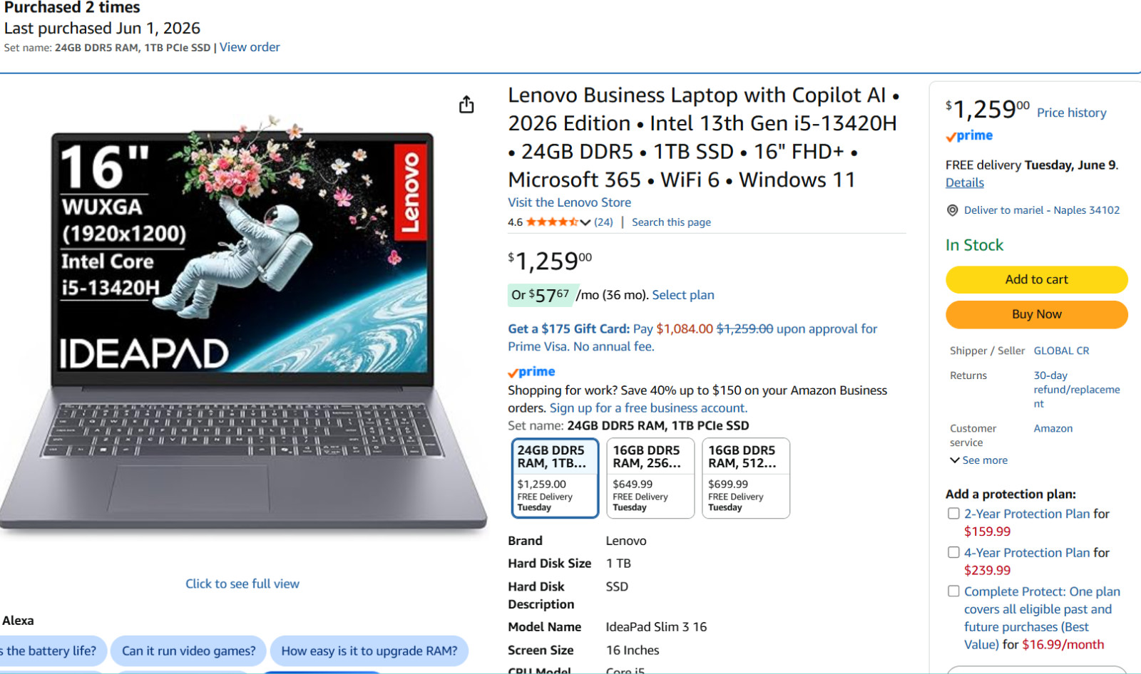 Lenovo Business Laptop with Copilot AI • 2026 Edition • Intel 13th Gen i5-13420H