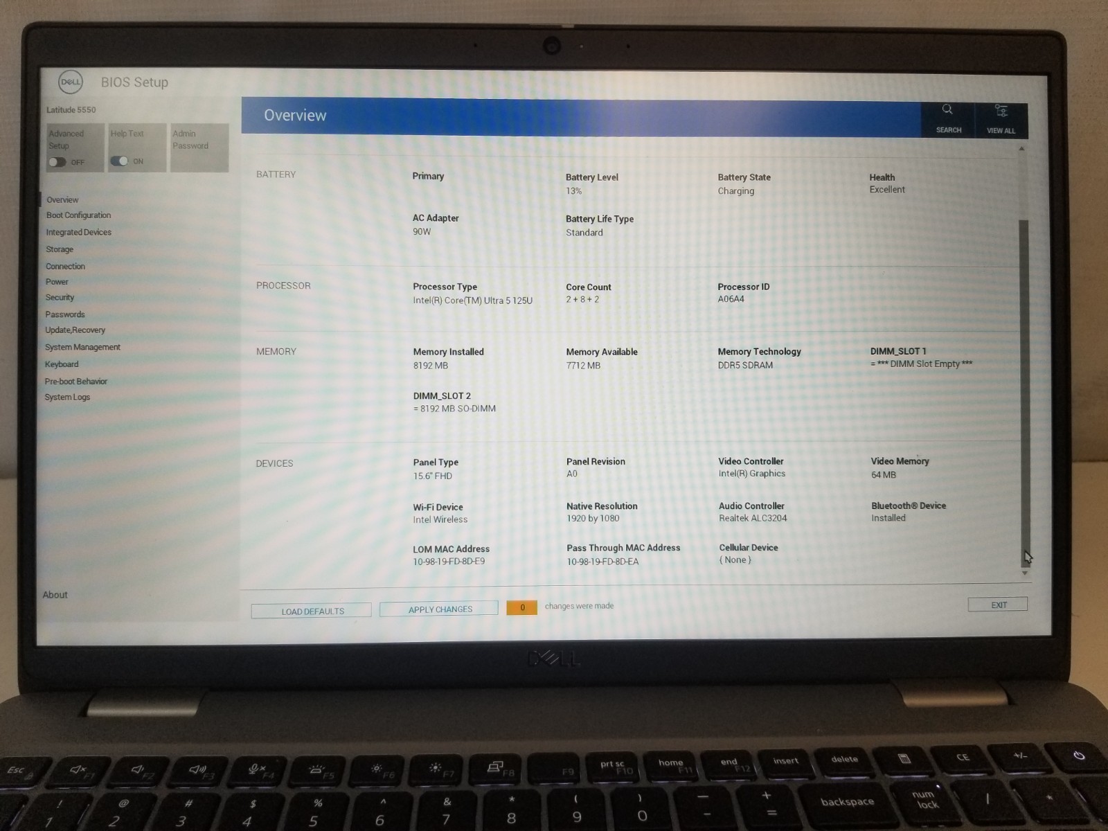 Dell Latitude 5550 / Intel Core Ultra 5 125U / 8GB RAM / No SSD / FREE DELIVERY
