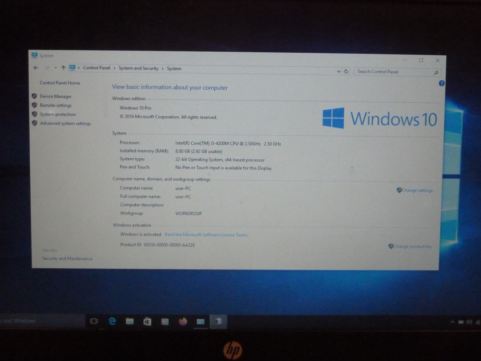 HP Probook 640 Intel i5-4300M 2.60GHz 8GB RAM 250GB HD Windows 10