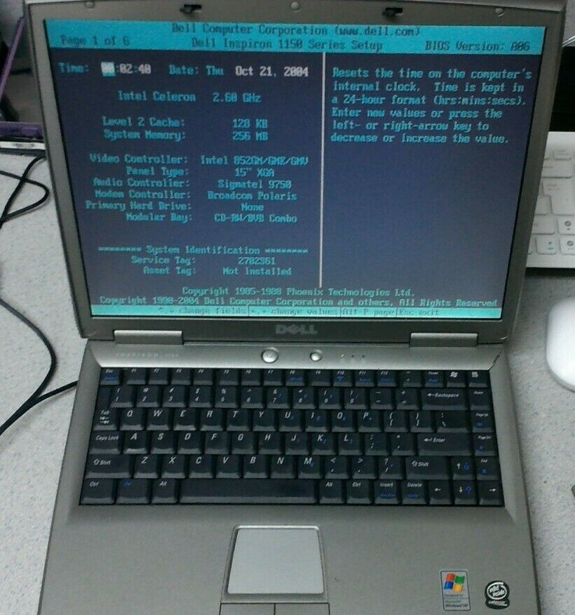 Dell Inspiron 1150 14.1″ Laptop w/ Intel Celeron @ 2.60GHz 256MB RAM No HDD&A/C