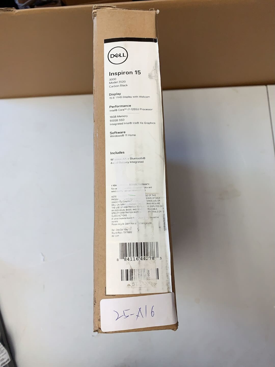 Dell Inspiron 3520 15.6” (512GB SSD Intel Core i7-1255U 16GB) Laptop 25-A16