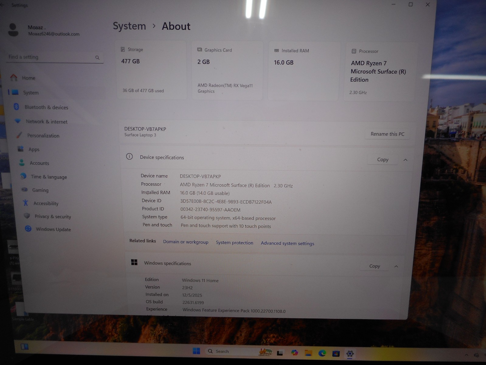 Microsoft Surface 3 1873 15″AMD Ryzen 7 16GB RAM 512GB SSD Laptop