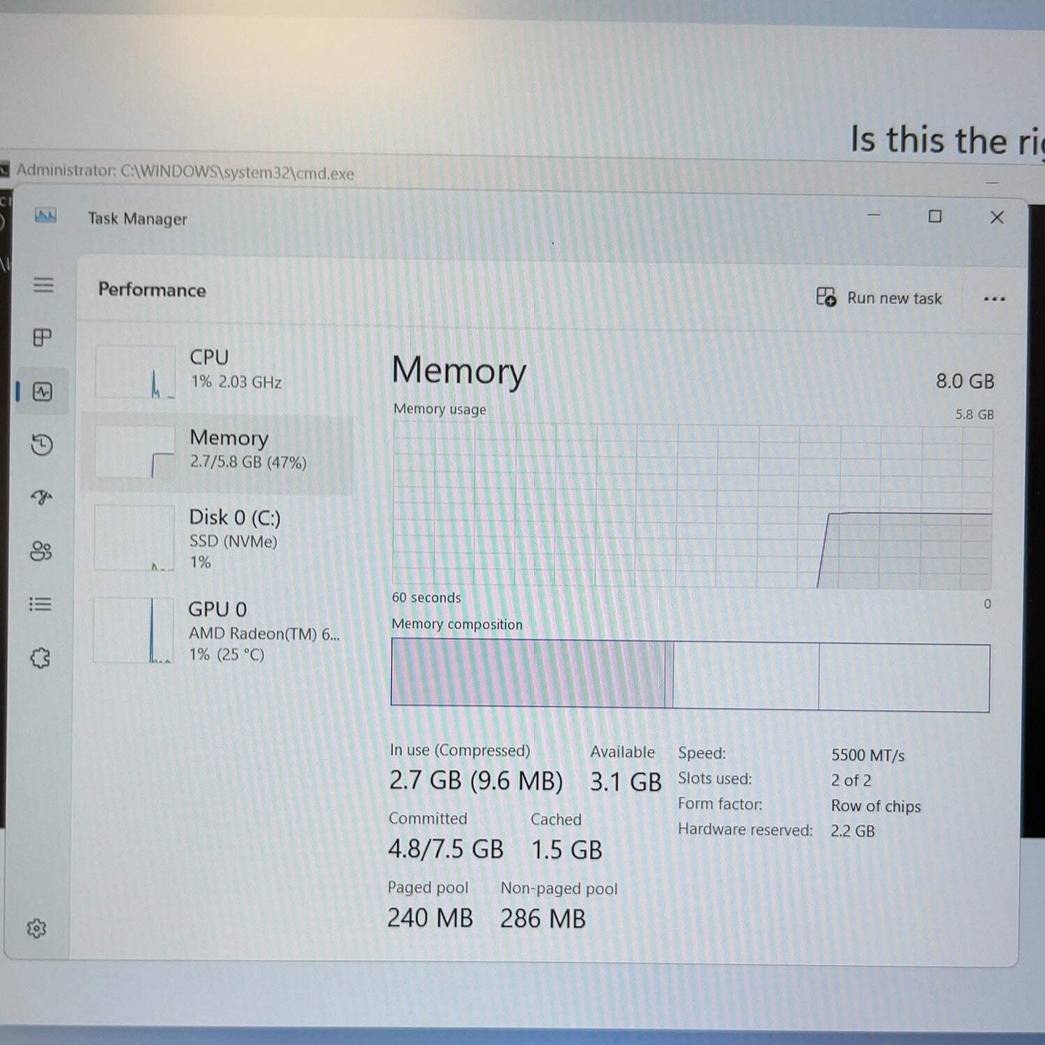 Lenovo IdeaPad Slim 3 15amn6 15.6″ Ryzen 5 7520U 2.8GHz 250GB SSD