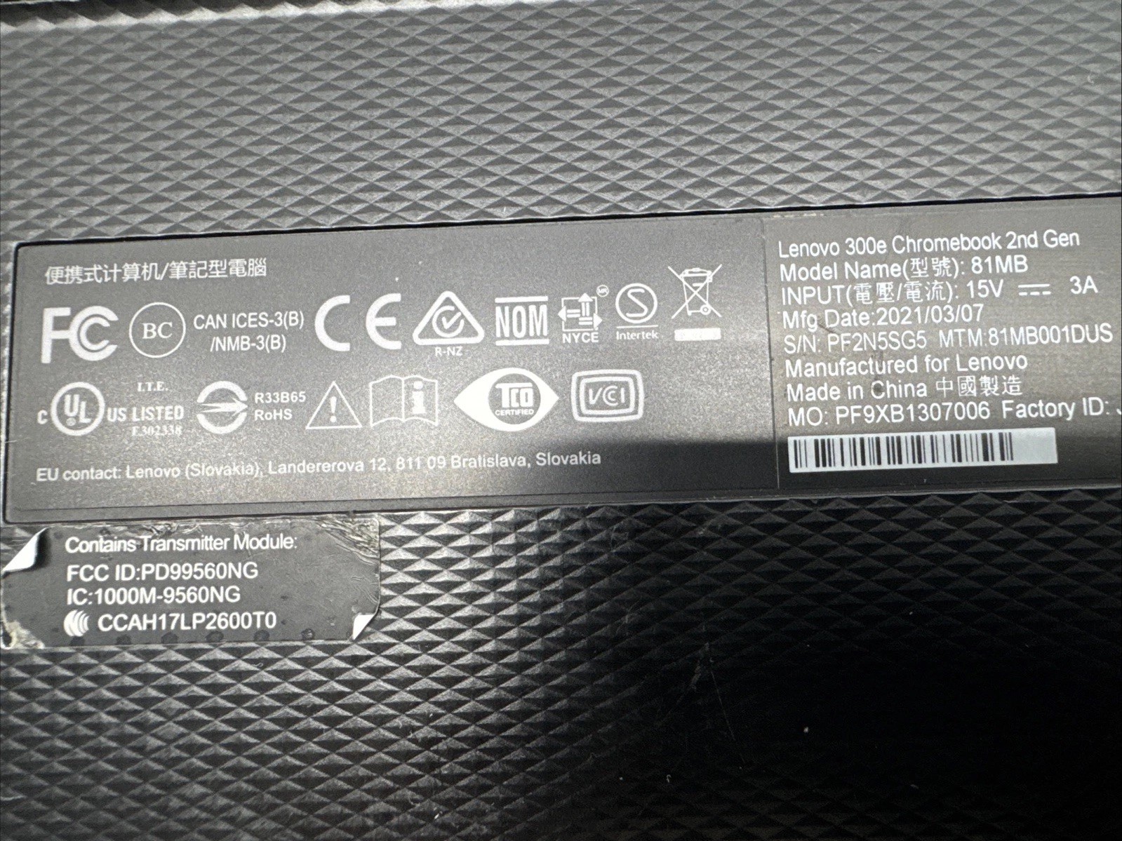 *for parts or repair* Lenovo 300e Chromebook 2nd Gen Model: 81MB Laptop