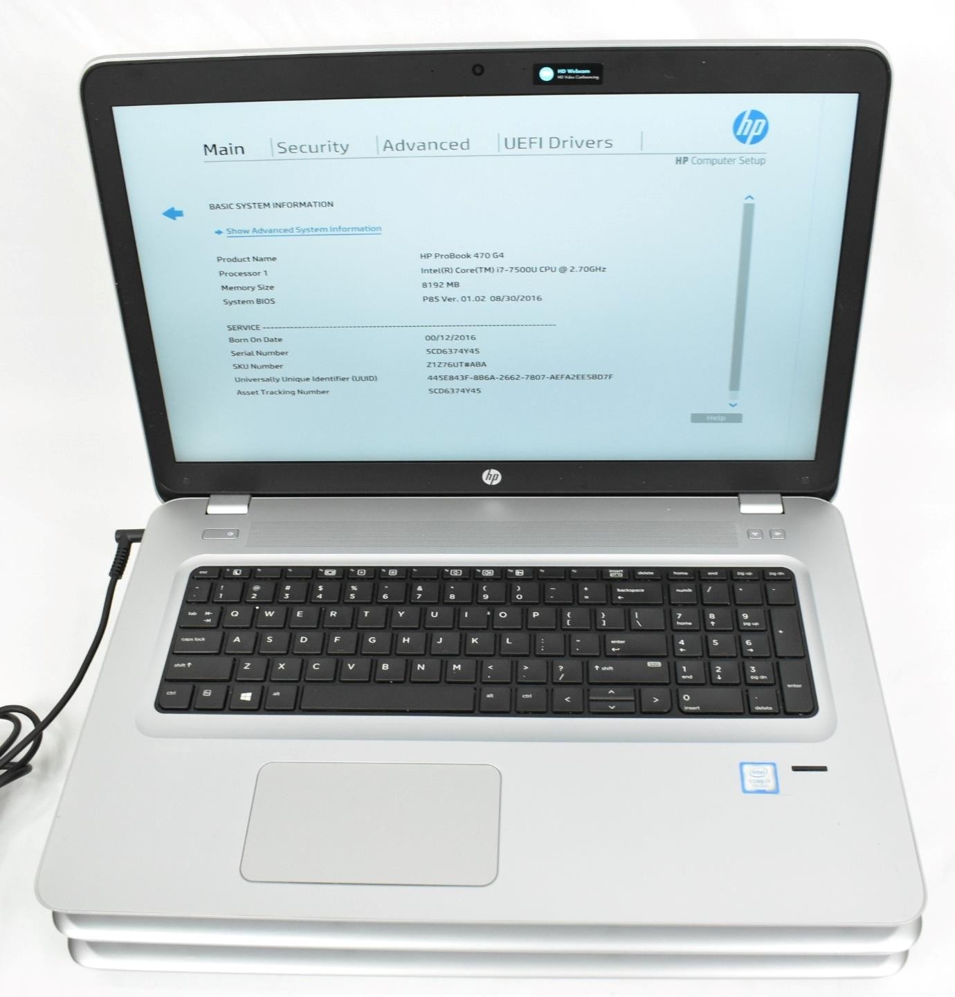 (4) HP ProBook 470 G4 i7-7500U 2.7GHz 8GB 240GB DVDRW No OS 17.3″ Bad Batteries