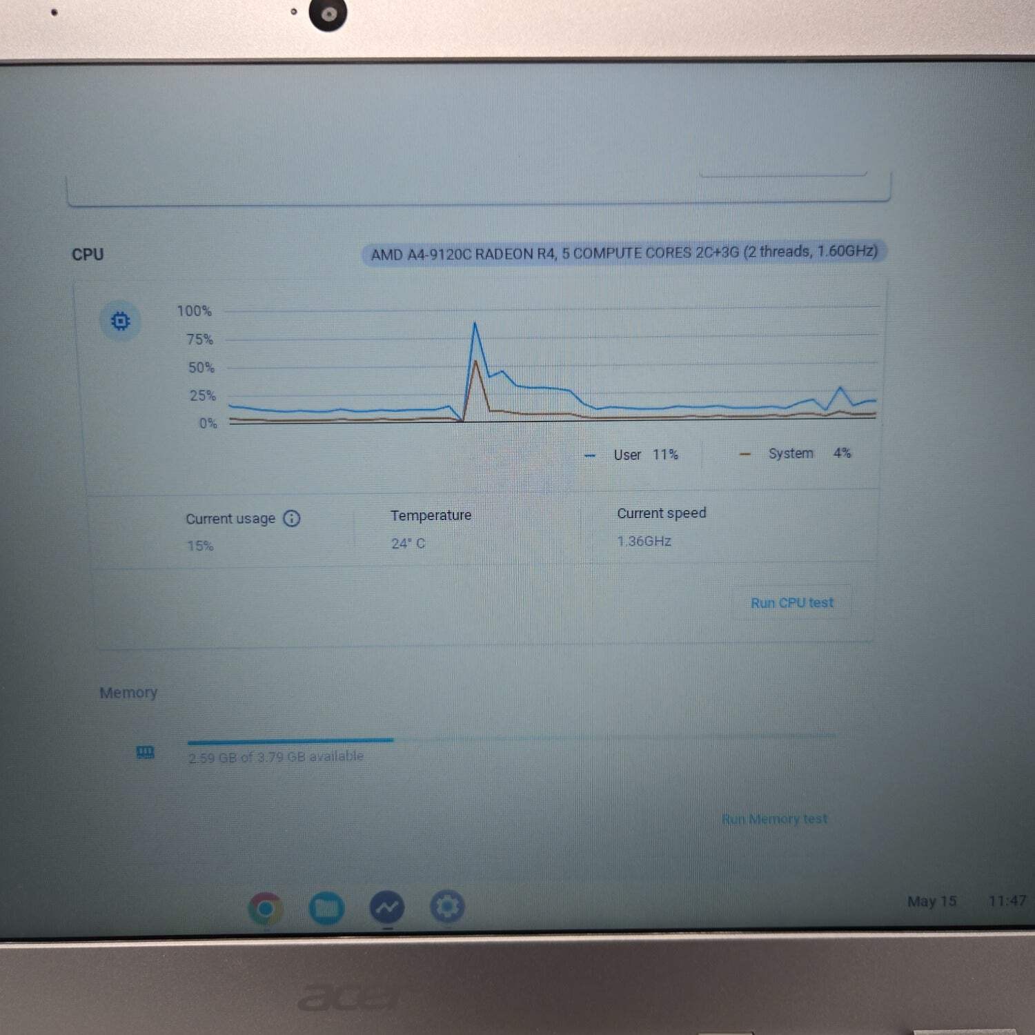 Acer Chromebook 315 CB315-2H 15.6″ A4-9120e 1.6GHz 4GB RAM 32GB SSD