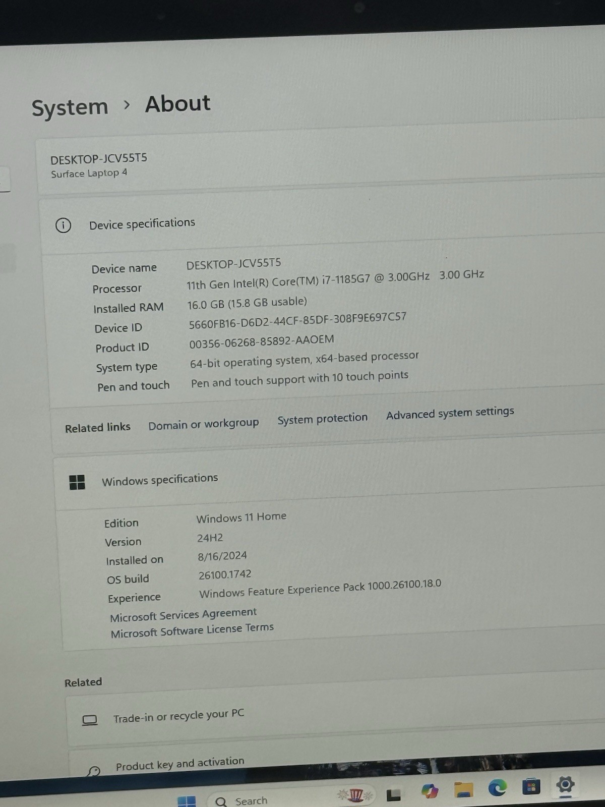 Microsoft Surface Laptop 4 1951 13.5″ i7-1185G7 3.0GHz 16GB RAM 512GB NVMe Win11