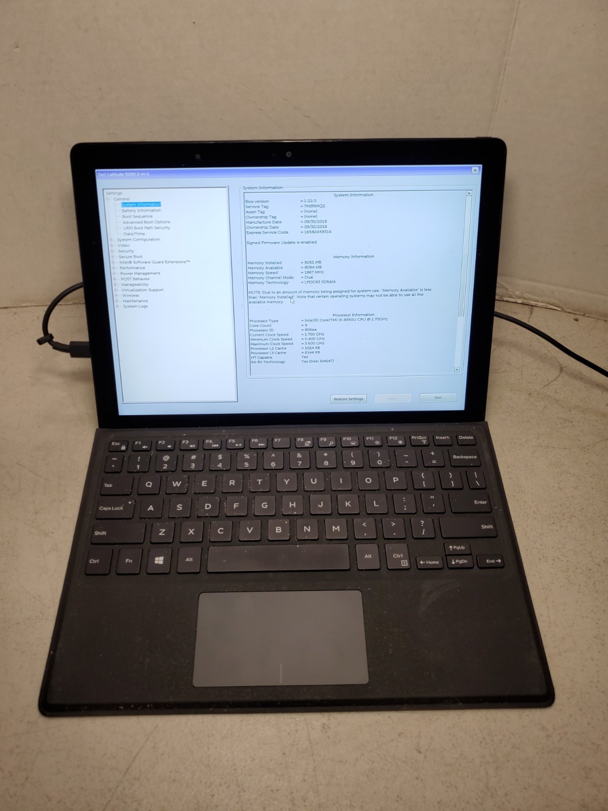 Dell Latitude 5290 2-in-1 i5 8350U 1.70GHz 8GB RAM No SSD/OS! #69