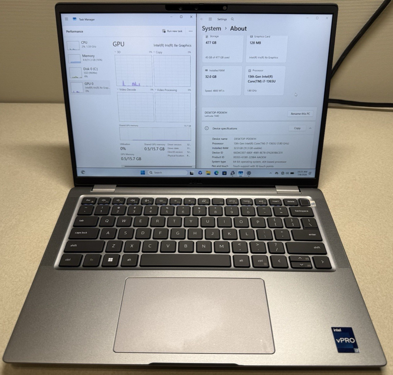 Dell Latitude 7440 | i7-1365U | 32GB | 512GB SSD | Win 11 Pro | Used