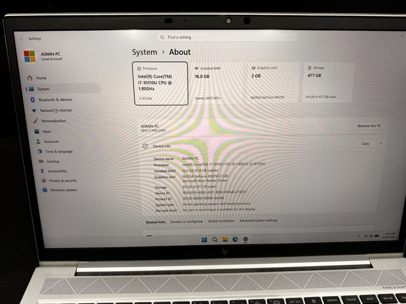 HP EliteBook 850 G7 CORE i7-10510U @1.8GHZ 16GB Ram 512GB SSD Win11 Pro #04