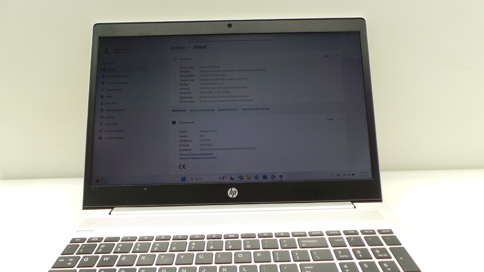HP ProBook 455 G6 | 15.6″ | AMD Ryzen 5 2500U | 8GB RAM 256GB NVMe | WIN 11 PRO
