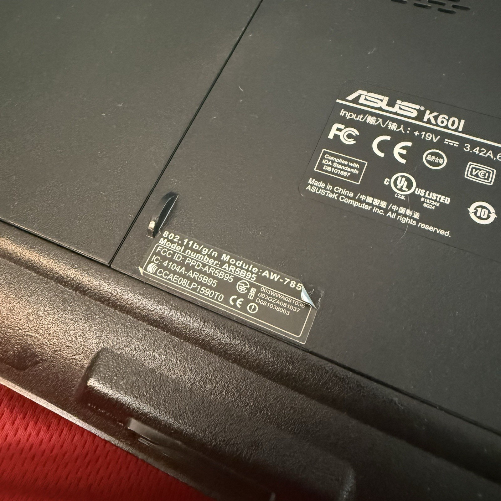 ASUS NOTEBOOK PC Model AR5B95 Works * DOES NOT HOLD CHARGE*