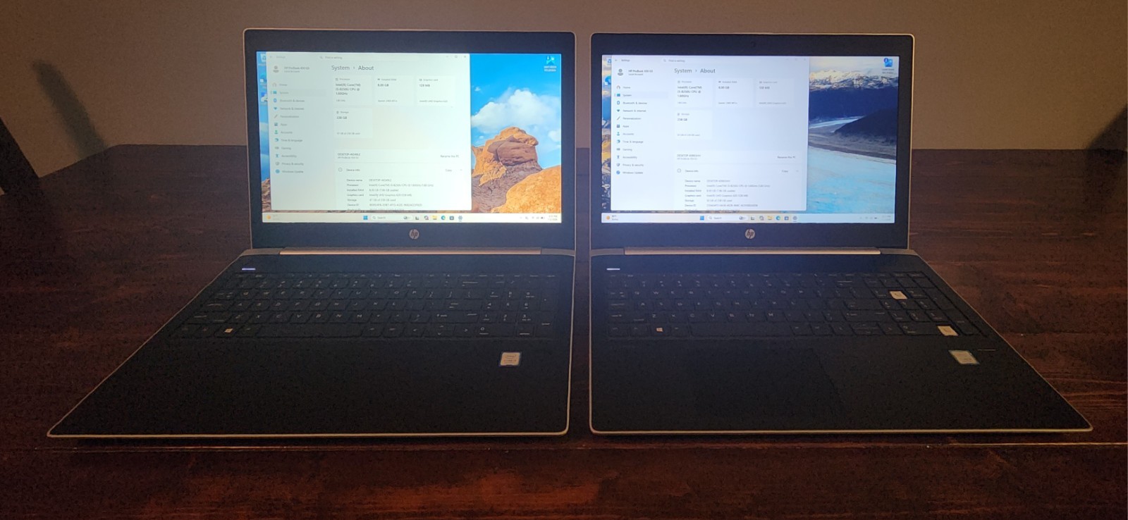 2 – HP ProBook 450 G5 Laptops with Intel Core i5-8250U, 8GB RAM, 256GB NVMe