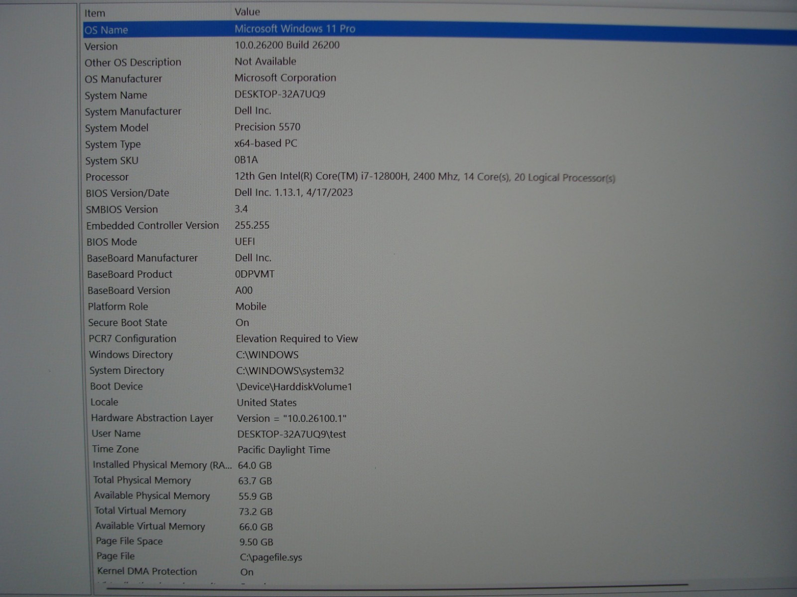Dell Precision 5570 15.6″FHD+ core i7-12800H 2.4GHz 64Gb 512GB RTX A1000 Win11P