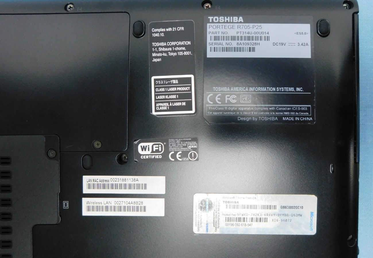 Toshiba Portege R705-P25 Windows 7 laptop ~ factory reset + upgradable to Win 10