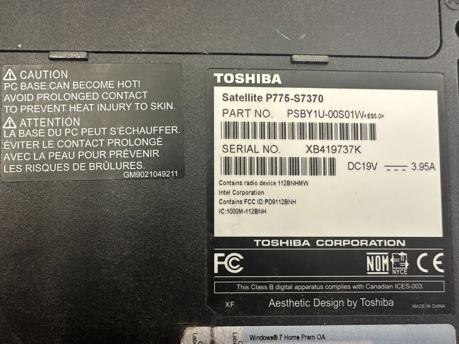 Toshiba Satellite P775-S7370 Laptop – Intel Core i7-2670QM, 8GB RAM, NO HDD