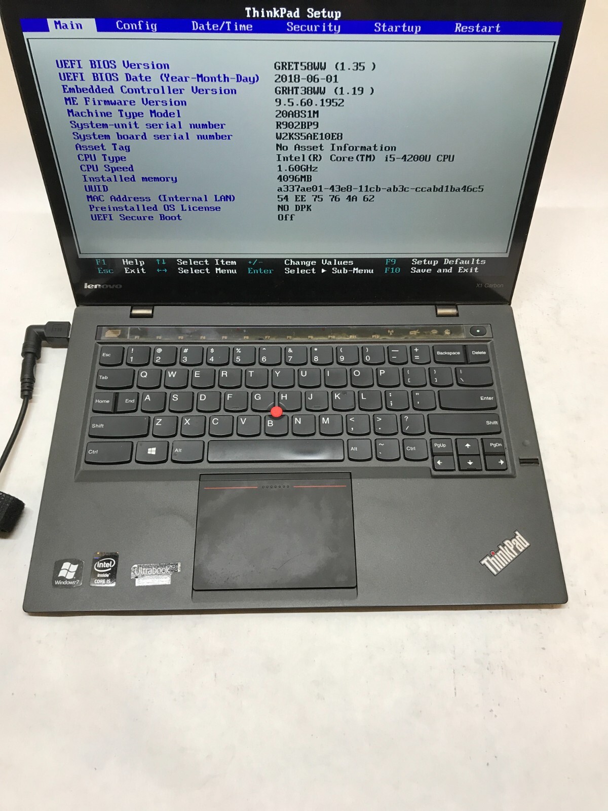 Lenovo ThinkPad X1 Carbon 2nd Gen 14″ Intel Core i5-4200U 4GB RAM NO HDD/OS – DW
