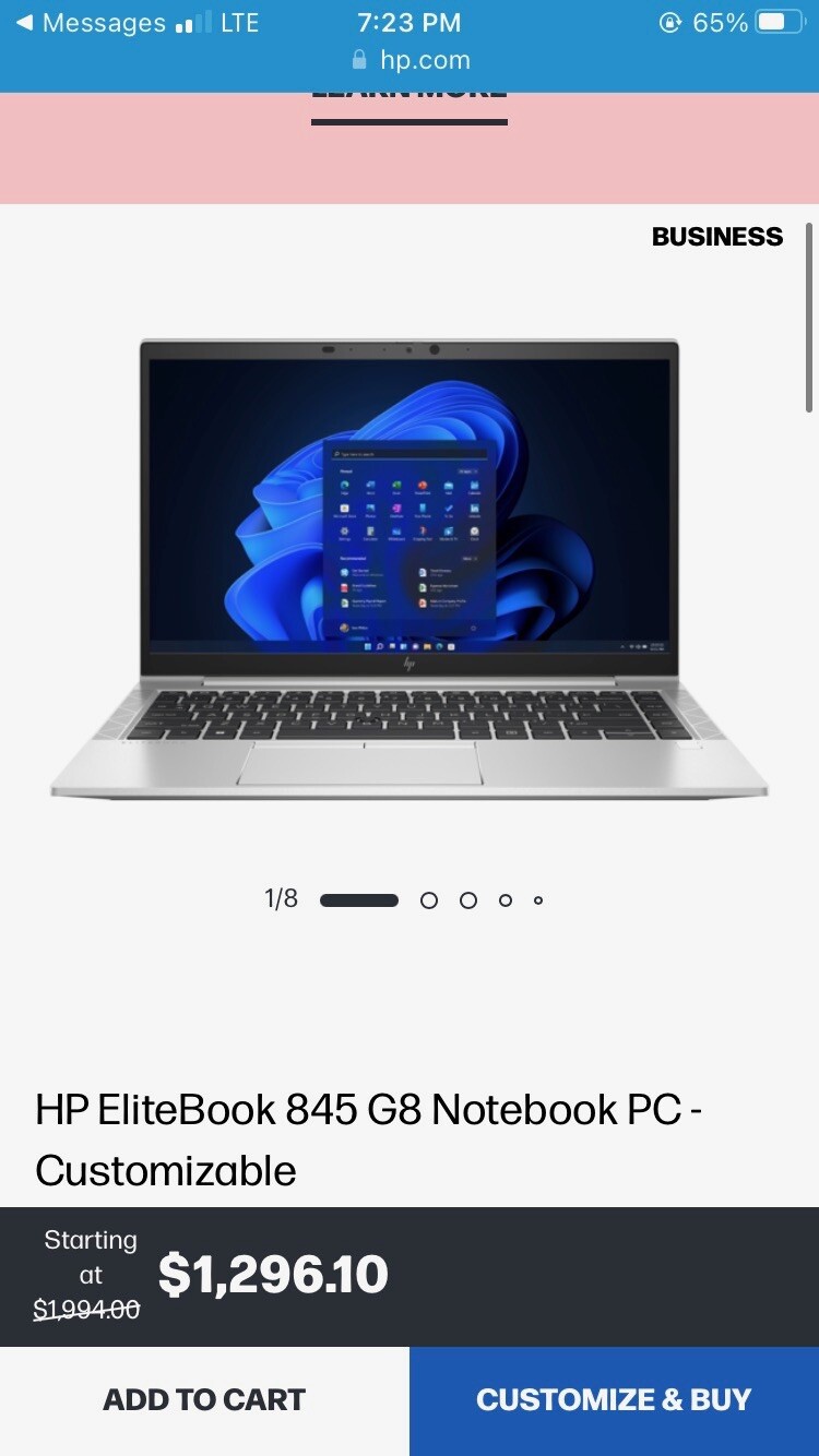 HP EliteBook 845 G8 14″ (AMD Ryzen 5 PRO 5650U, 2.30GHz, 16GB RAM, 512GB SSD)…