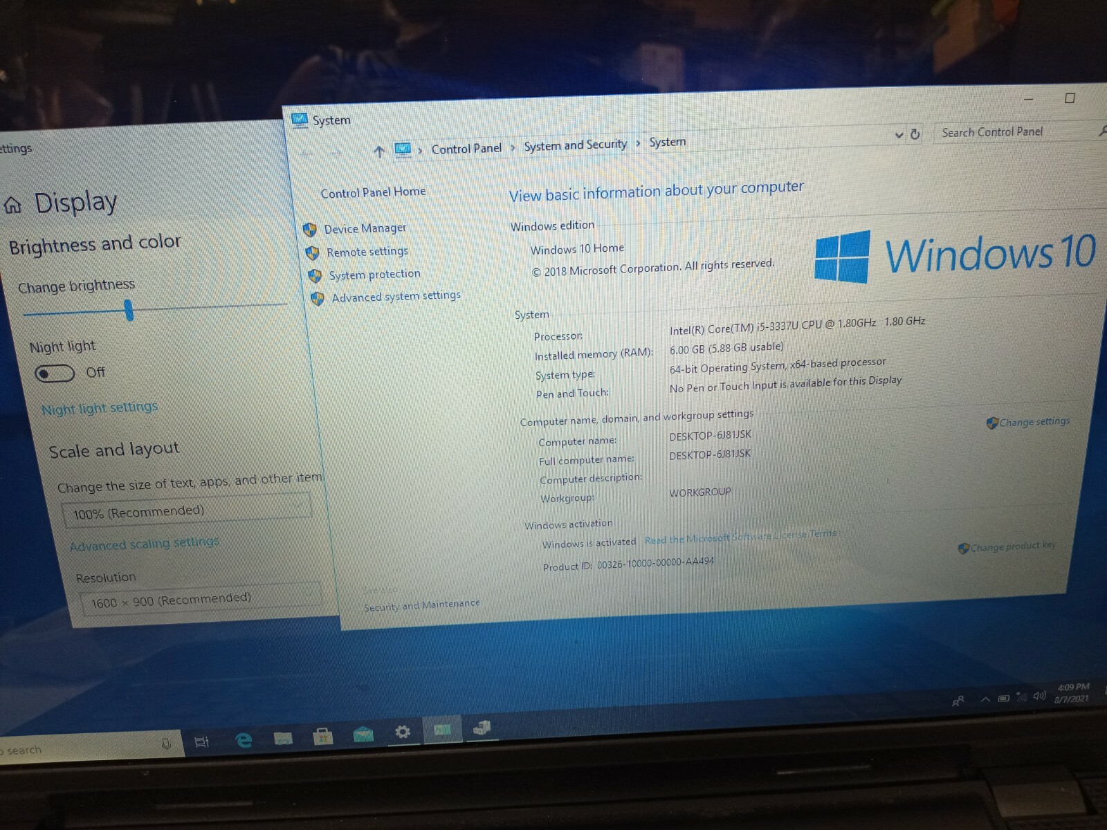 Dell Inspiron 3721 Intel Core i5-3337U 1.80GHz 6GB RAM 750GB HDD BT DVD Win10