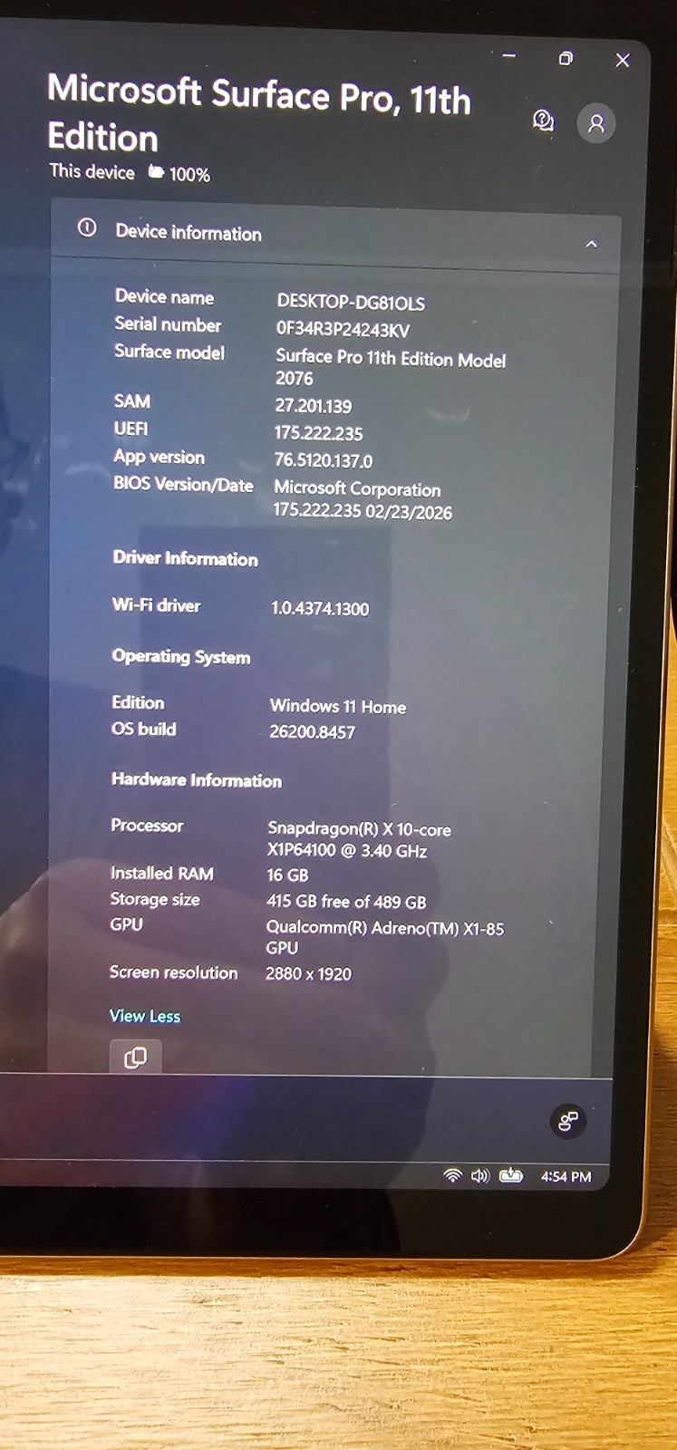 Microsoft Surface Pro 11 2076 Dune 13″ Snapdragon X Plus 16 GB 512 SSD Win 11