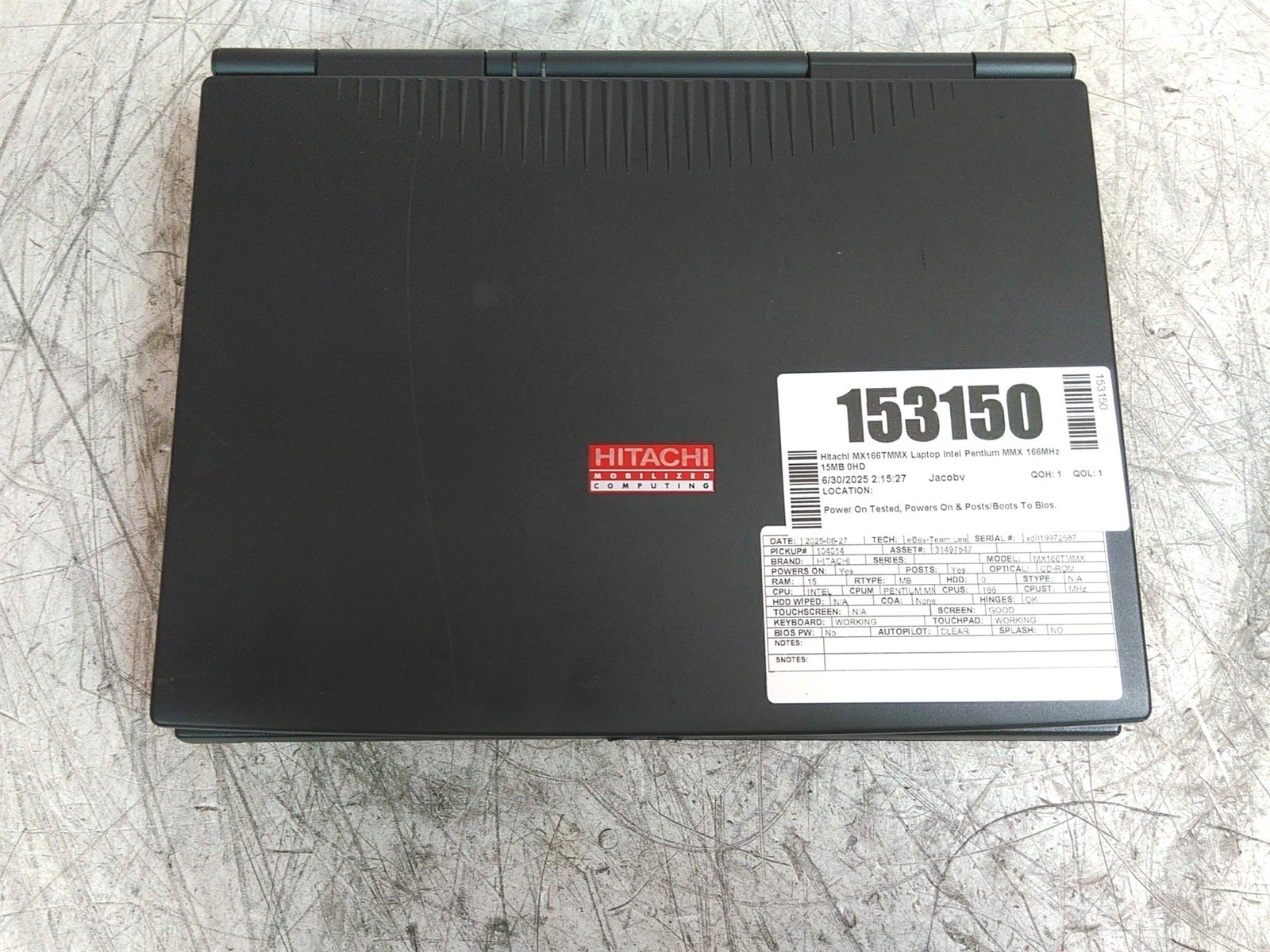 Hitachi Mx Series Mx166TMMX Laptop Intel Pentium MMX 166MHz 16MB 0HD