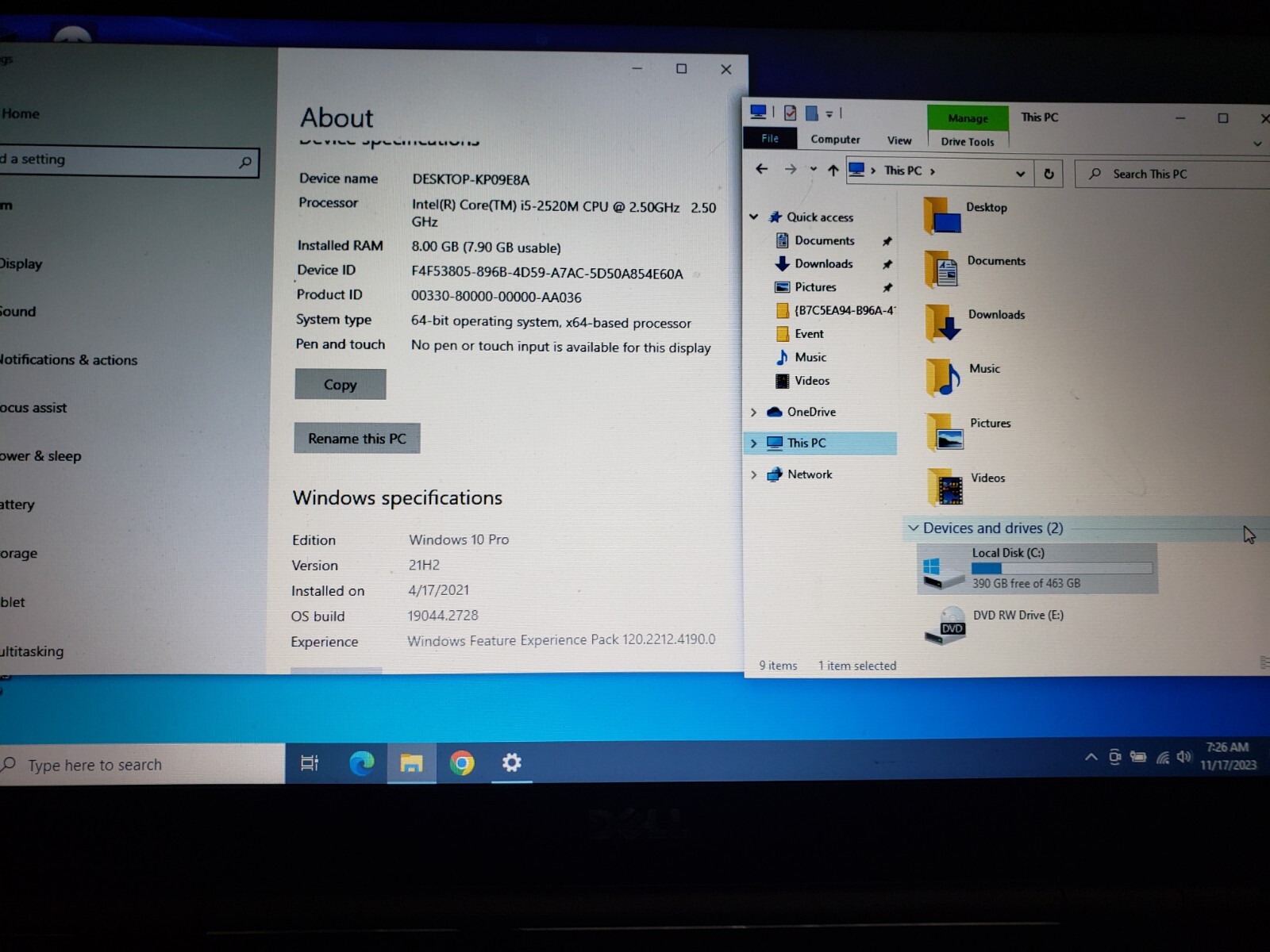Dell Inspiron 5520 15.6″ Intel Core i5-2520M 8GBRAM 500GBHDD WEBCAM HDMI DVD-RW