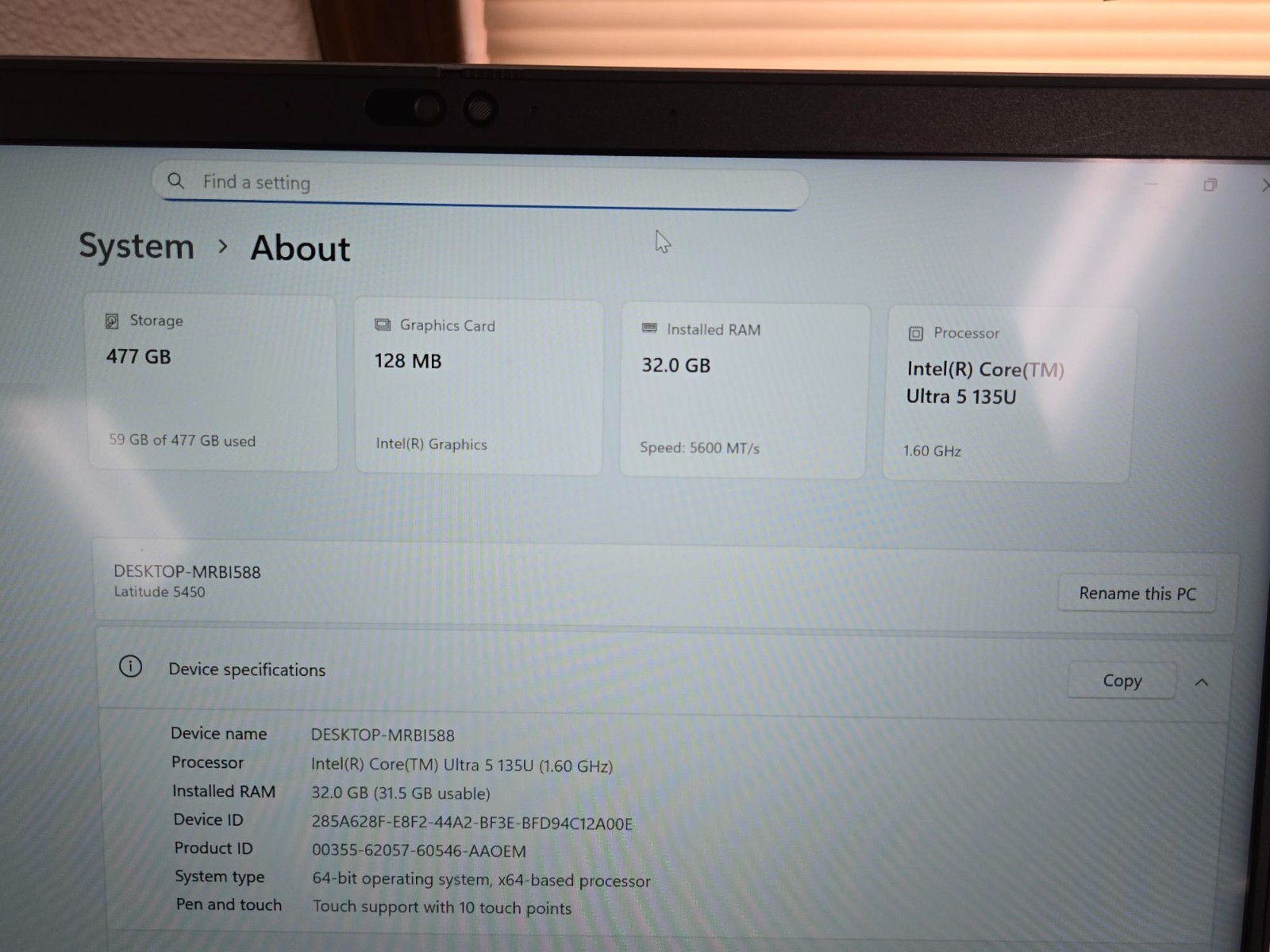 Dell Latitude 5450 Core Ultra 5 vPro 32GB RAM 512GB SSD NVME Touchscreen