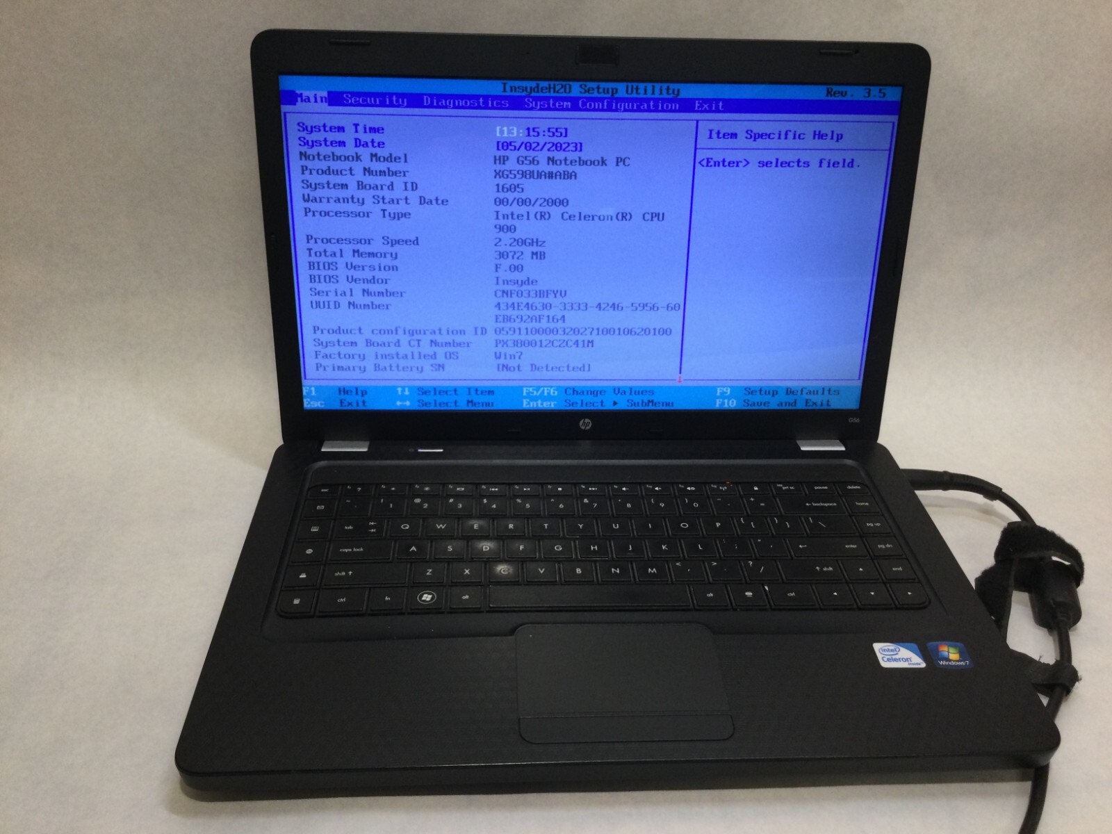 HP G56-129WM 15.6” / Intel Celeron 900 @ 2.20GHz / (MISSING PARTS!) -MR