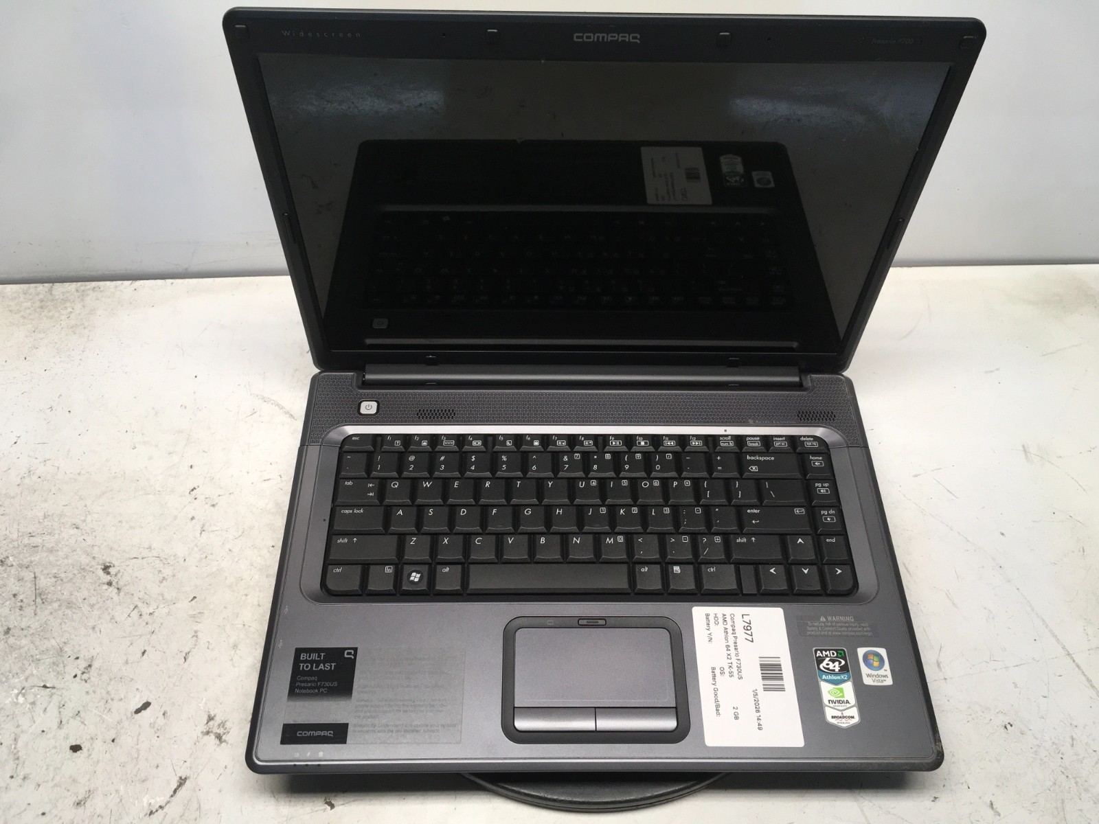 Compaq Presario F730US AMD Athlon 64 X2 TK-55 1800MHz 2 GB NO HDD