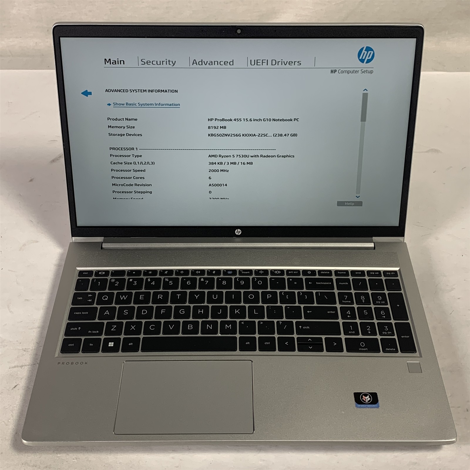 HP Probook 455 G10 15″ Laptop Ryzen 5 7530U 2.0GHz 8GB 256GB NVMe SSD – Win11