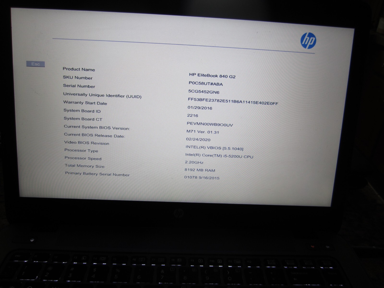 HP EliteBook 840 G2 Laptop Core i5 2.2 GHz 8GB RAM 256GB SSD Win 10 Pro